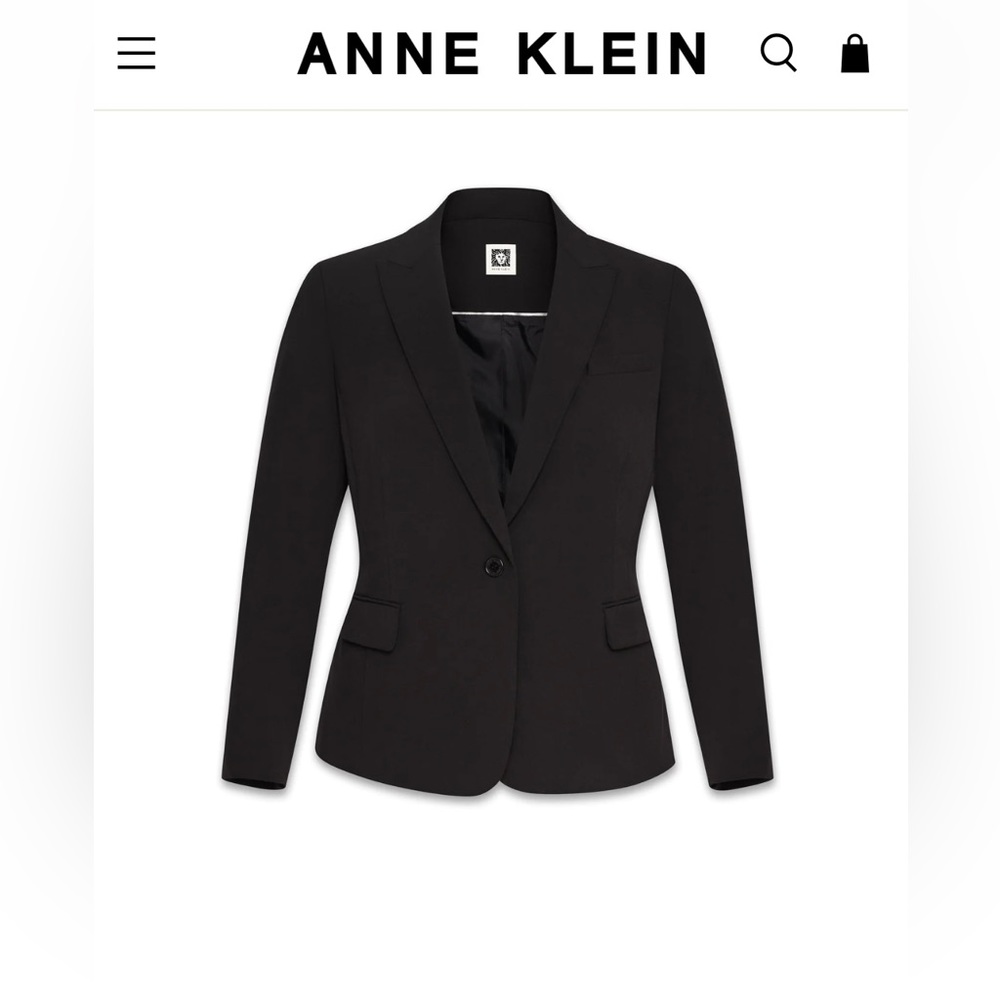 Anne Klein modern black one button blazer. Size 10 - Picture 3 of 7